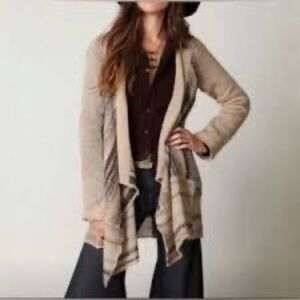 Free People Boho Open Knit Duster Sweater Stripes Alpca Wool Aztec XS